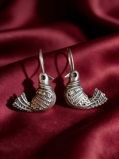 Chanchal Bird Oxidised Silver-Look Drop Earrings