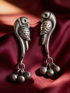 Chidiya Bird Oxidised Silver-Look Drop Earrings