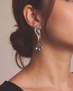Chidiya Bird Oxidised Silver-Look Drop Earrings