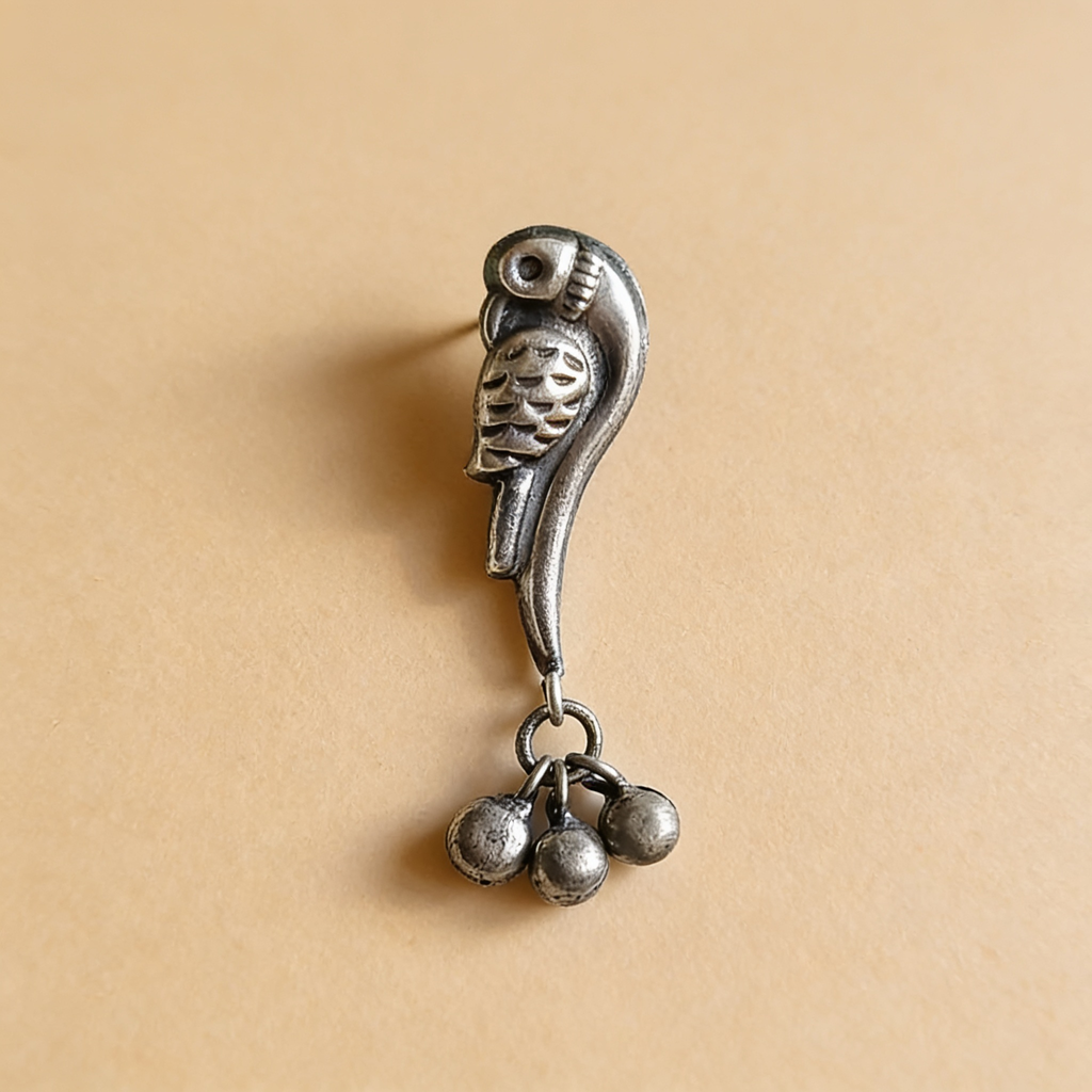 Chidiya Bird Oxidised Silver-Look Drop Earrings