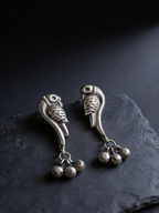 Chidiya Bird Oxidised Silver-Look Drop Earrings