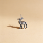 Crystal Deer Charm Oxidised Silver-Look Earrings