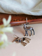 Crystal Deer Charm Oxidised Silver-Look Earrings