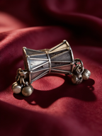 Damru Oxidised Silver-Look Statement Ring with Ghungroo