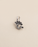 Morni oxidised silver-look peacock clip-on nose pin with a fanned tail and crested head