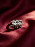 Mahakal Devanagari Oxidised Silver-Look Statement Ring