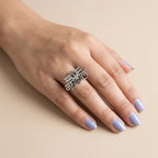 Mahakal Devanagari Oxidised Silver-Look Statement Ring