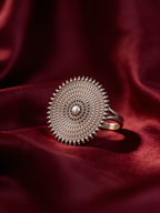 Nishan Concentric Disc Oxidised Silver-Look Statement Ring