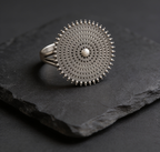 Nishan Concentric Disc Oxidised Silver-Look Statement Ring