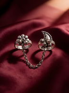 Pushkara Two-Finger Chain-Linked Oxidised Silver-Look Ring