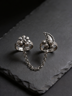 Pushkara Two-Finger Chain-Linked Oxidised Silver-Look Ring