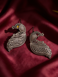 Rehanshi Filigree Peacock Oxidised Silver-Look Earrings