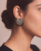 Spiral Mandala Oxidised Silver-Look Stud Earrings
