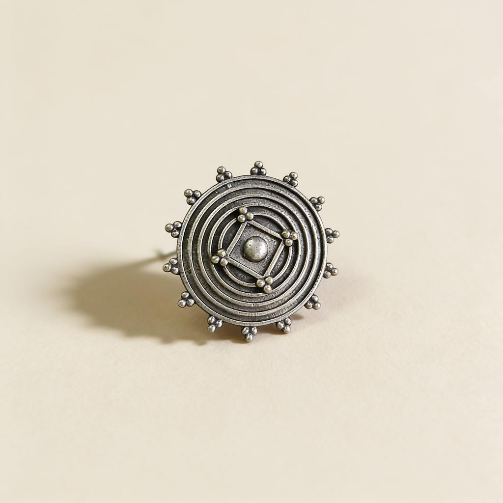 Spiral Mandala Oxidised Silver-Look Stud Earrings