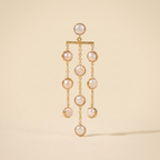Freshwater pearl waterfall drop earrings on a light background