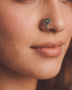 Urban Tevar Phool floral disc nose pin worn on model