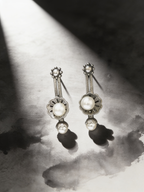 Sattu oxidised silver-look earrings on a graphite studio backdrop