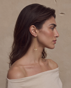 Sui dhaga pearl thread-through earrings worn on a model
