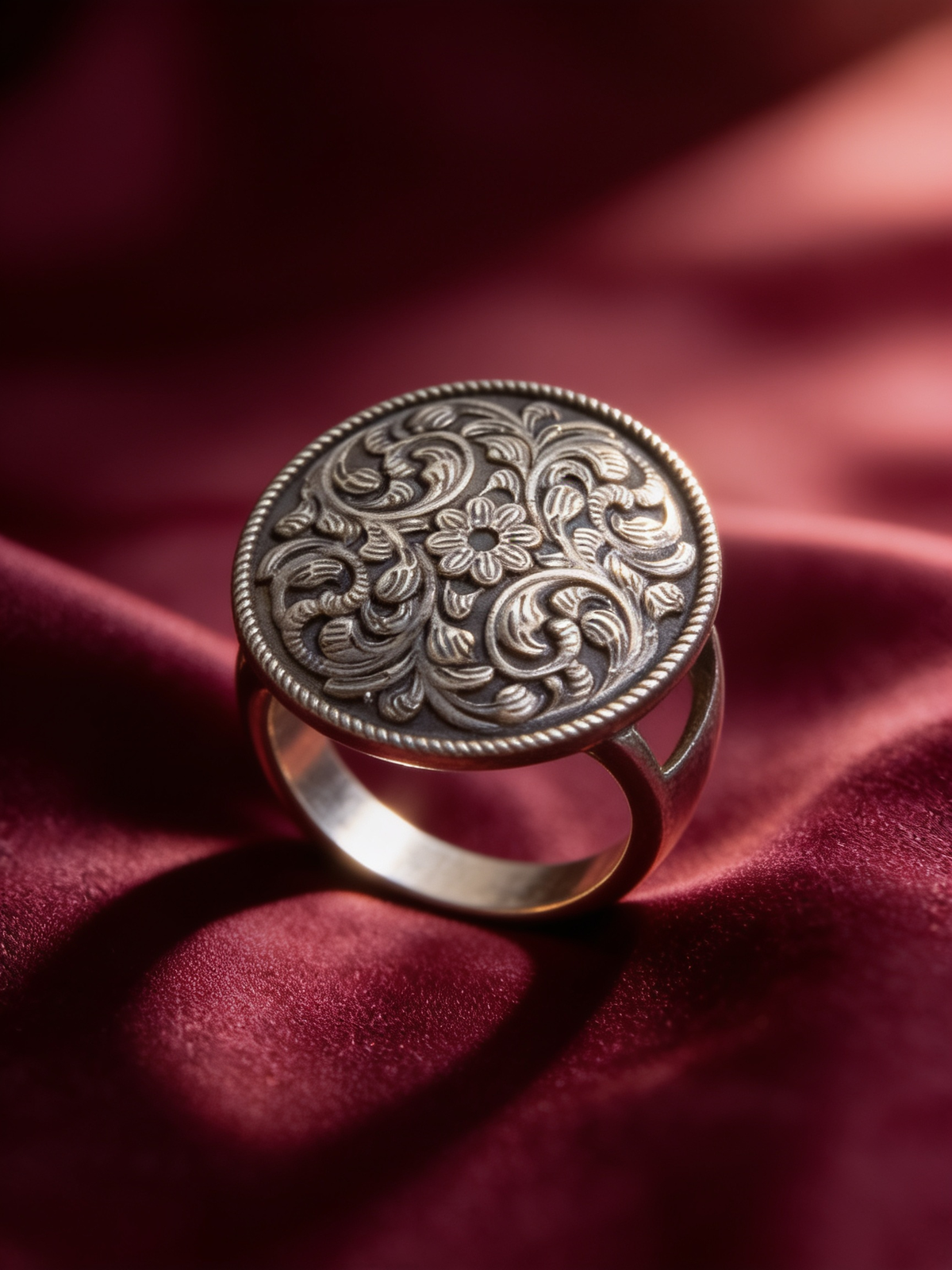 Vipra Paisley Dome Oxidised Silver-Look Ring