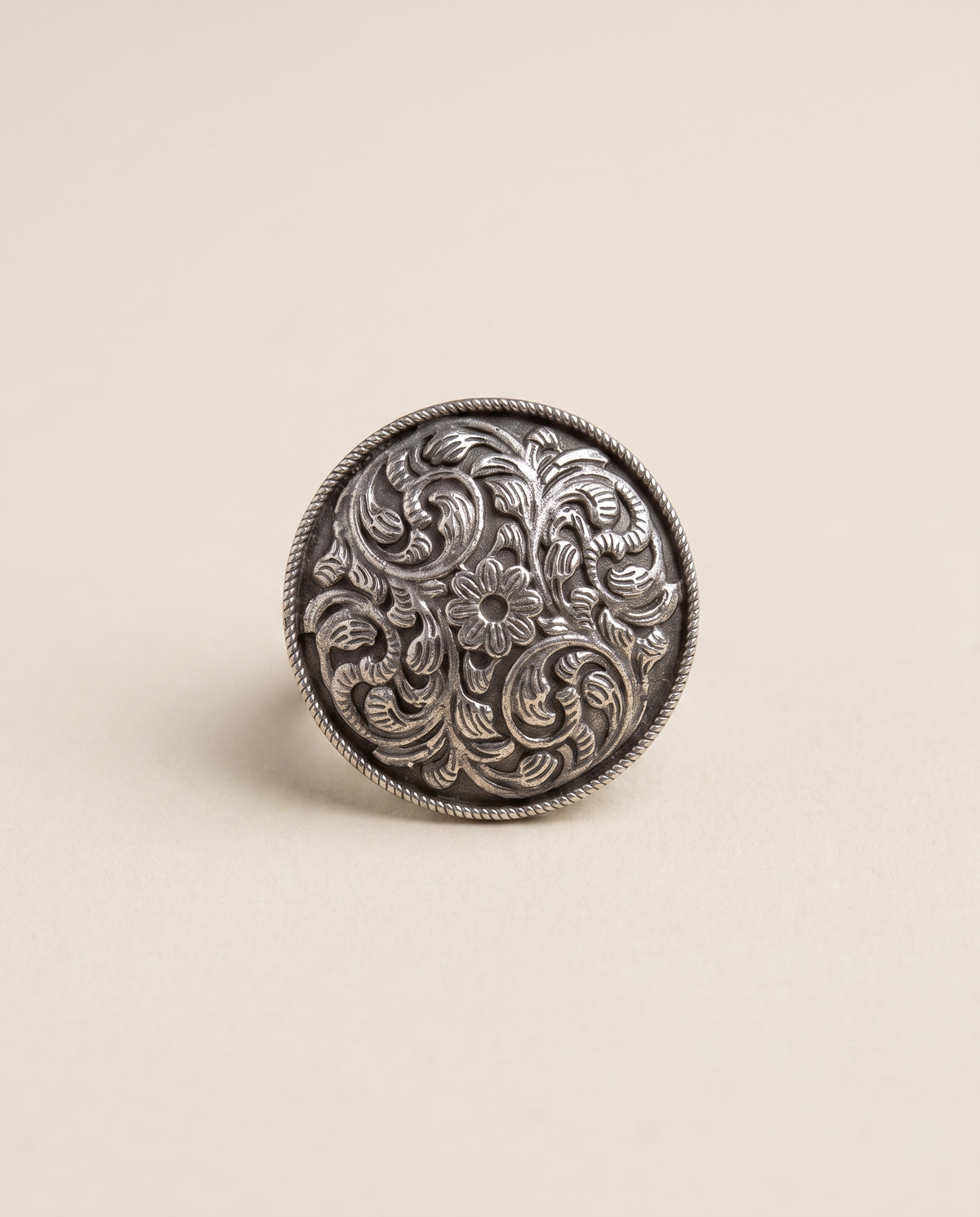 Vipra Paisley Dome Oxidised Silver-Look Ring