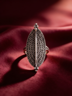 Virushka Beaded Marquise Oxidised Silver-Look Ring